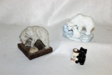 (3) Bear Figurines