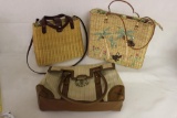 (3) Handbags: Cappelli Straw Bag, Aigner Straw