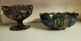 (2) Carnival Glass Dishes: Indiana Glass Bowl,