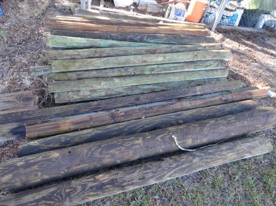 (38) Treated Wood Fence Posts: 6 1/2' (3 1/2" -4')