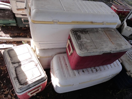 Assorted Coolers: Approximately 11 (Some Cracked)