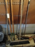 (3) Shop Brooms, Hoe, Hole Diggers