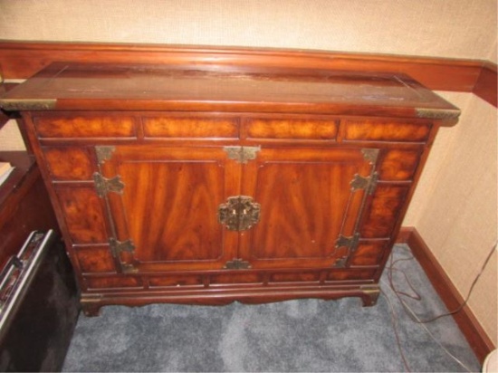 Asian-Style Two-Drawer Credenza. 43" x 12 1/2" x 31"