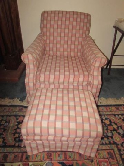 Upholstered Chair & Matching Ottoman