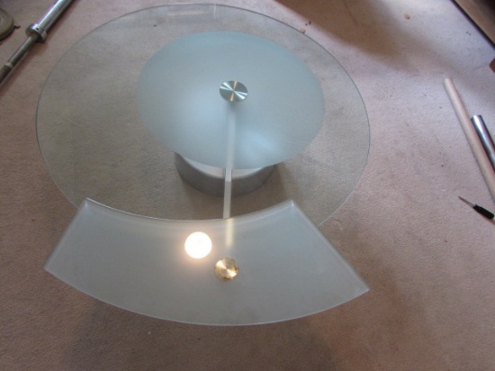 Round Glass & Chrome Coffee Table with Swivel