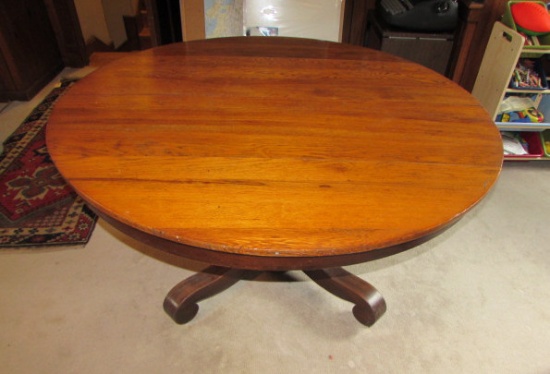 Antique Oak Pedestal Dining Table