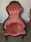 Victorian-Style Carved Chair with Tufted Velvet