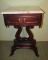 Victorian-Style Marble Top 1-Drawer Lyre-Base End