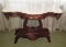 Victorian-Style Marble Top Lyre-Base Table--40