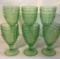 Set of (6) Vintage Green Footed Goblets