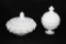 (2) Milk Glass Covered Candy Dishes: Kemple/McKee