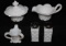 Assorted Milk Glass Items:  Creamer & Covered