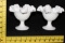 (2) Milk Glass Hobnail Ruffled Edge Candle