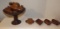 Footed Wooden Bowl, Carved Wooden Fruit, (4)