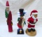 (3) Christmas Figurines--Santa is Mechanical