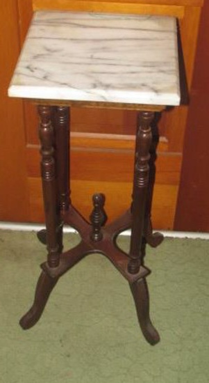 Marble Top Plant Stand--11 3/4" Square, 28 1/2"