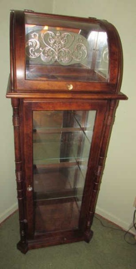 Glass Front Lighted Curio Cabinet with Curved