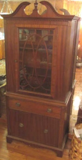 Mahogany Queen Anne China Cabinet with Dental