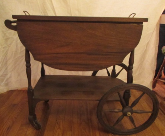 Vintage Drop-Leaf 1-Drawer Serving Cart