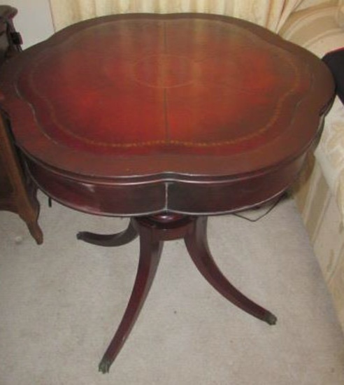 Mahogany End Table with Leather Top--28 1/4"