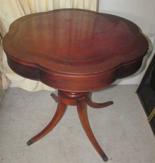 Mahogany End Table with Leather Top--28 1/4"