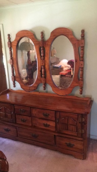 Triple Dresser and Mirror--67" x 18", 31 1/2" and