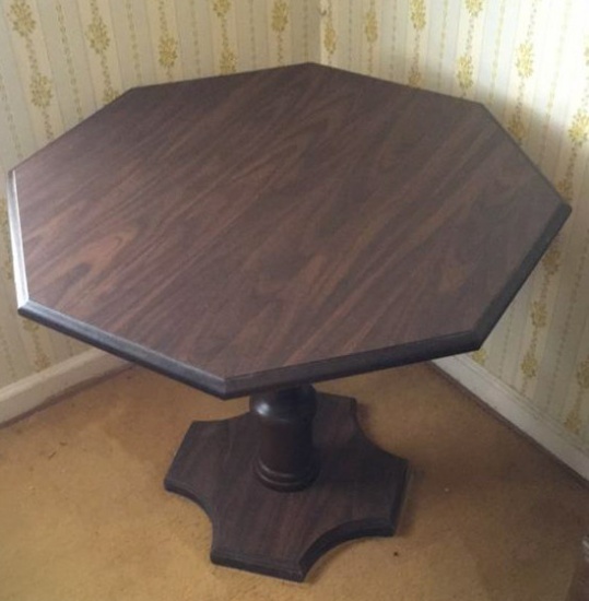 Octagon-Shaped Pedestal End Table--30", 25" High