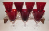 (7) Red Glass Water Goblets