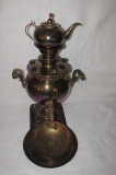 Vintage Brass Samovar Teapot with Underplate and