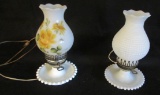 (2) Vintage Milk Glass Table Lamps:  10 1/2