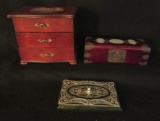 (3) Jewelry Boxes:  Wooden Lift-Top with