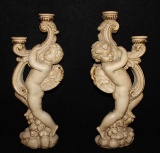 (2) Vintage Figural Ceramic Wall Sconces--(2)