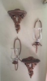 (2) Metal Wall Candle Sconces & (2) Gold Wall