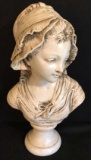 Ceramic Bust of Girl - 18 3/4” High