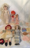 (6) Dolls: Vintage Rag Doll, Porcelain Doll,