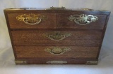 Wooden Jewelry Box with Brass Trim--15 1/4