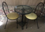 Metal Table with Glass Top and Chairs