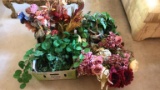 (2) Boxes of Silk Flowers and Greenery