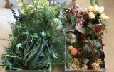 (2) Boxes of Silk Flowers, Greenery and