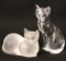 (2) Lenox Crystal Cats, 1993 Clear 4 1/2