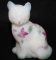 Fenton Art Glass Sitting Cat Hand Painted and