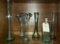 (6) Green Glass Vases Mexico, Italy