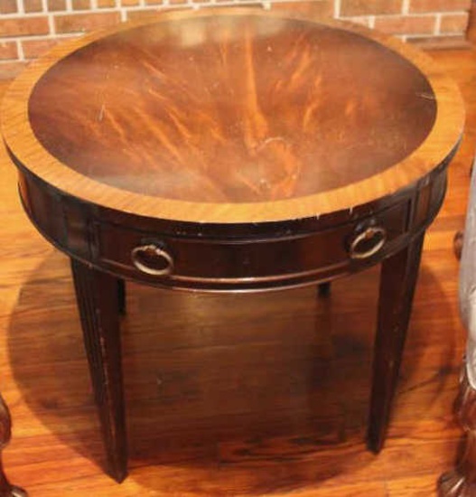 Round One-Drawer End Table- 26" Diameter, 22" High