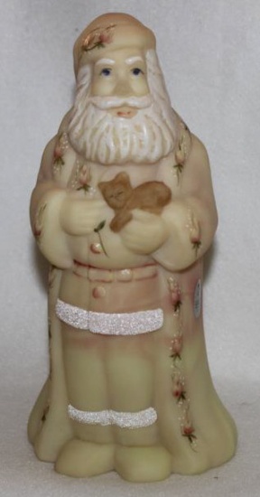 Fenton Burmese Glass "Santa Holding Kitten"