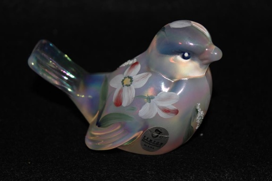 Fenton Art Glass Bird Handpainted & Signed by J.