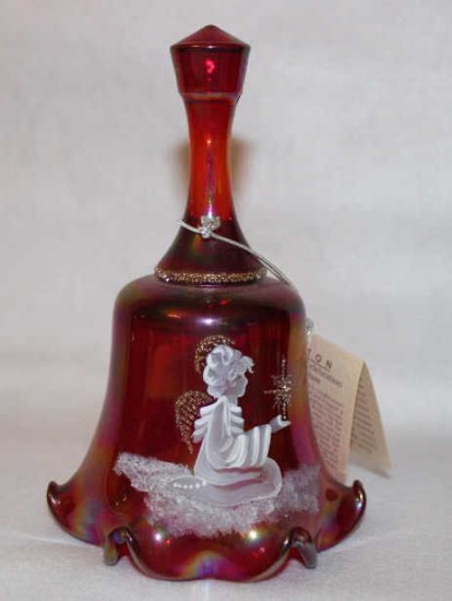 Fenton Art Glass Carnival Glass Bell Hand Painted