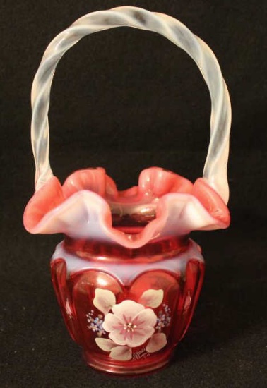 Fenton Art Glass Basket Inspired by "Open Heart