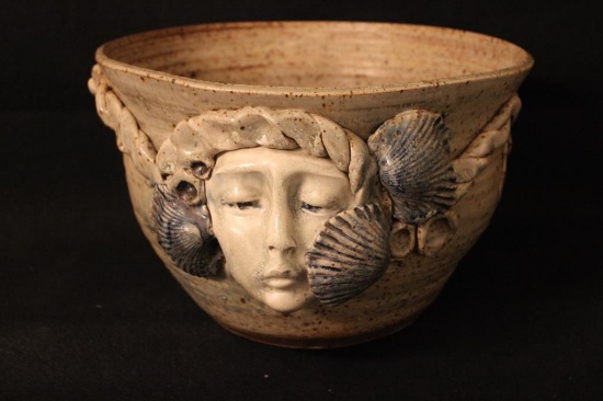 Figural Pottery Bowl-Signed Olson 11" Diameter, 7