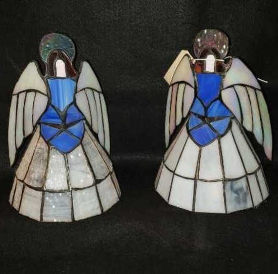 Pair of Stained Glass Angels-Mexico