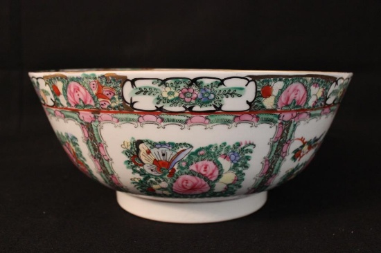 Rose Medallion Bowl 13 3/4" Diameter, 6" Tall